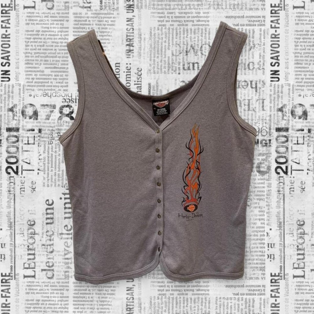 Women's 2004 Harley Davidson Grey Flame Vest